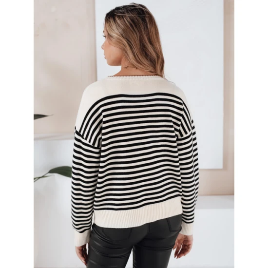 Sieviešu brūns svītrains džemperis Elvara Sieviešu džemperi