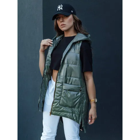 Sieviešu tumši zaļa spīdīga veste Jess Sieviešu vestes