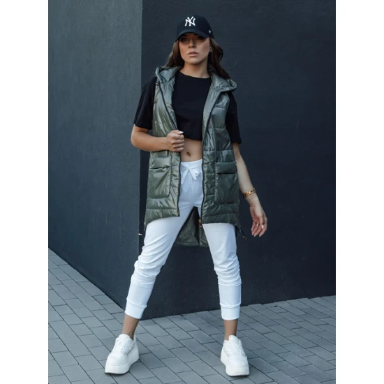 Sieviešu tumši zaļa spīdīga veste Jess Sieviešu vestes