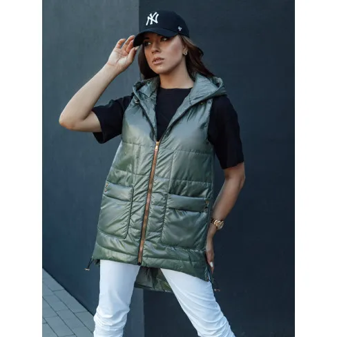 Sieviešu tumši zaļa spīdīga veste Jess Sieviešu vestes