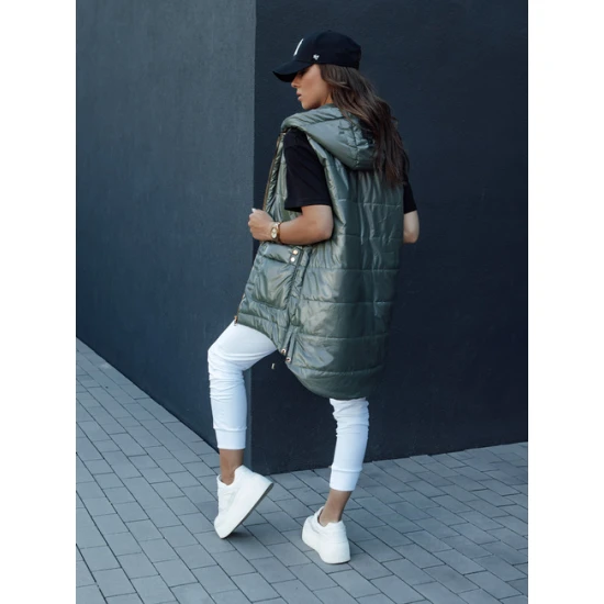 Sieviešu tumši zaļa spīdīga veste Jess Sieviešu vestes