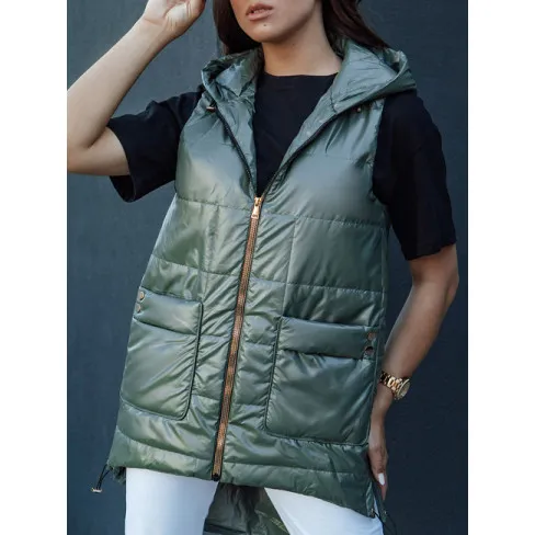 Sieviešu tumši zaļa spīdīga veste Jess Sieviešu vestes