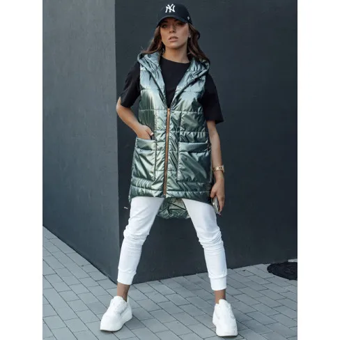 Sieviešu zaļa spīdīga veste Jess Sieviešu vestes