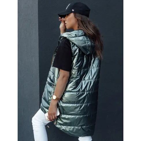 Sieviešu zaļa spīdīga veste Jess Sieviešu vestes