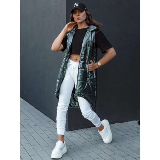 Sieviešu zaļā garā veste Meris Sieviešu vestes