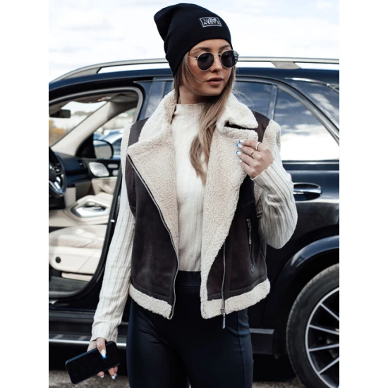 Sieviešu tumši brūna veste ar kažokādu Vilna Sieviešu vestes