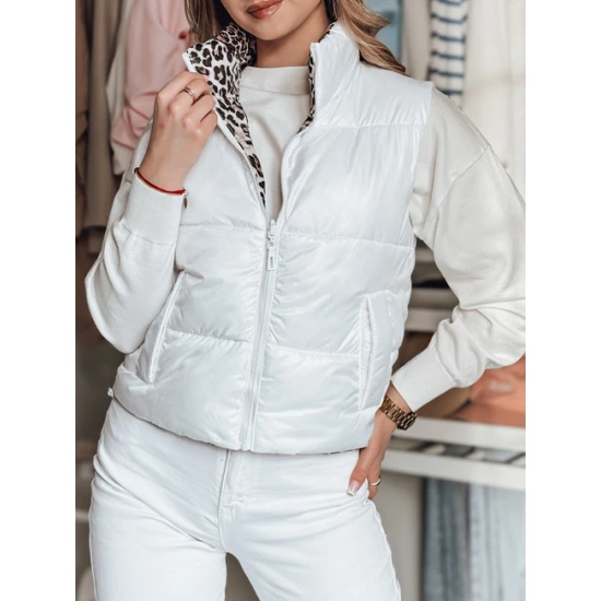 Sieviešu balta divpusējā veste Puff Sieviešu vestes