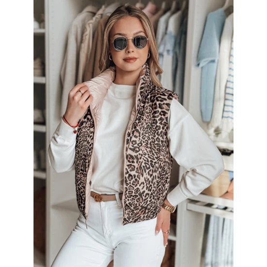 Sieviešu gaiši rozā divpusējā veste Puff Sieviešu vestes