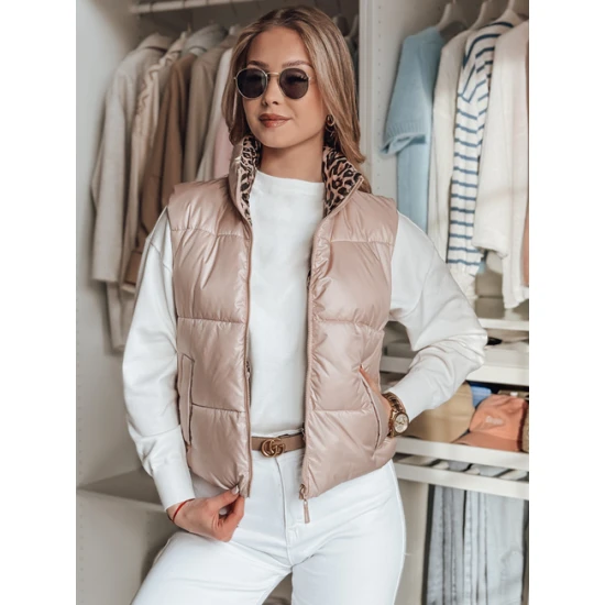 Sieviešu gaiši rozā divpusējā veste Puff Sieviešu vestes