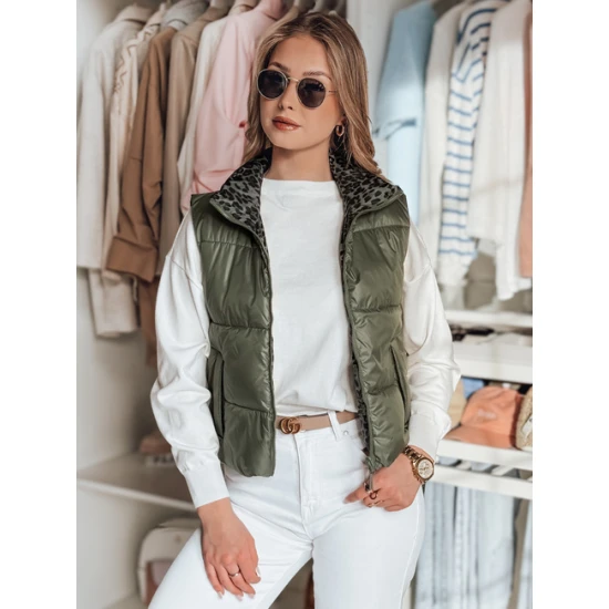 Sieviešu zaļā divpusējā veste Puff Sieviešu vestes
