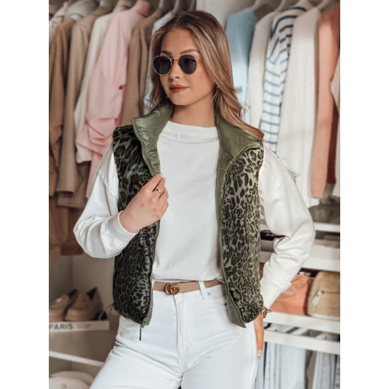 Sieviešu zaļā divpusējā veste Puff Sieviešu vestes