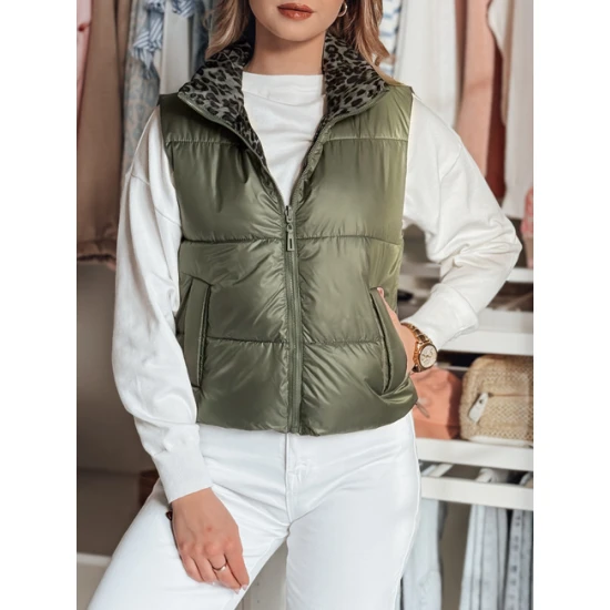 Sieviešu zaļā divpusējā veste Puff Sieviešu vestes