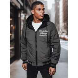 Vīriešu divpusējā melnā jaka ar kapuci Linde