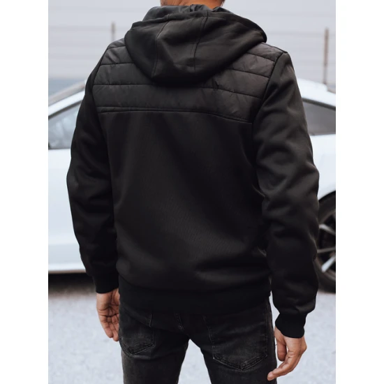 Vīriešu melna jaka ar kapuci Stress Vīriešu jakas un mēteļi