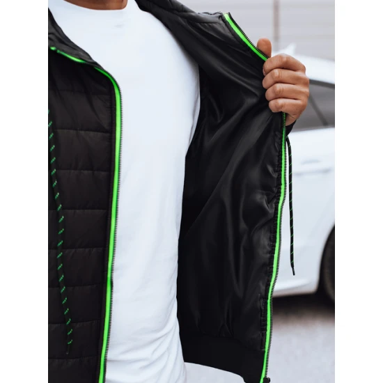 Vīriešu melna jaka ar kapuci Stress Vīriešu jakas un mēteļi