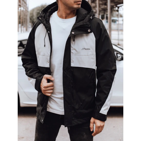 Vīriešu melna/pelēka lietus jaka Rudens/Pavasaris