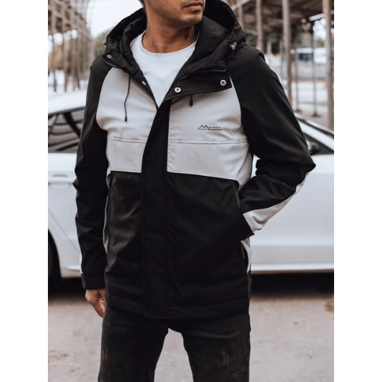 Vīriešu melna/pelēka lietus jaka Rudens/Pavasaris