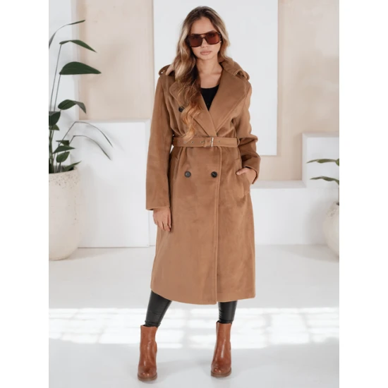 Sieviešu gaiši brūns ziemas mētelis Gino Sieviešu jakas