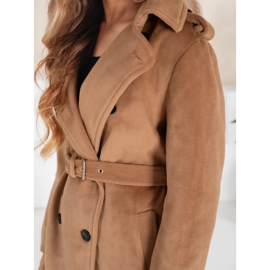 Sieviešu gaiši brūns ziemas mētelis Gino Sieviešu jakas