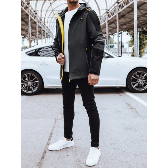 Vīriešu tumši pelēka jaka ar kapuci Port Rudens/Pavasaris