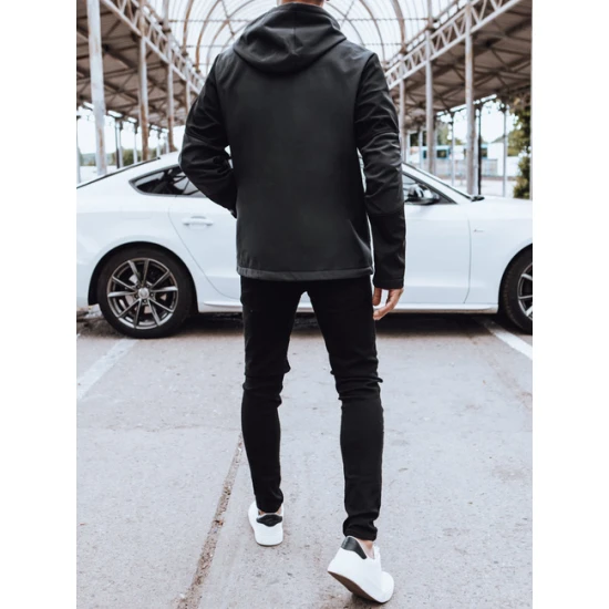 Vīriešu tumši pelēka jaka ar kapuci Port Rudens/Pavasaris