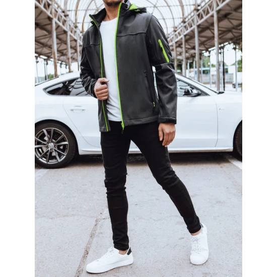 Vīriešu tumši pelēka jaka ar kapuci Retro Vīriešu jakas un mēteļi