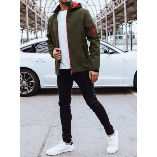 Vīriešu tumši zaļa jaka ar kapuci Retro Vīriešu jakas un mēteļi