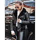 Women's black leather biker jacket with fur Lora Women's jackets