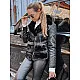 Women's black leather biker jacket with fur Lora Women's jackets