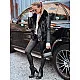 Women's black leather biker jacket with fur Lora Women's jackets