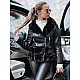 Women's black leather biker jacket with fur Lora Women's jackets