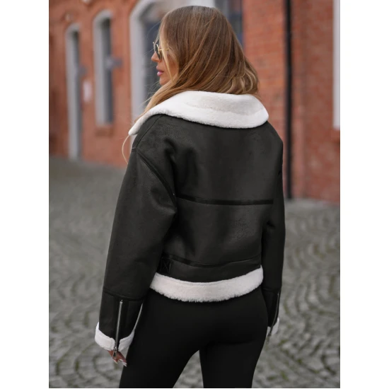 Sieviešu melna ādas jaka Alani Sieviešu jakas