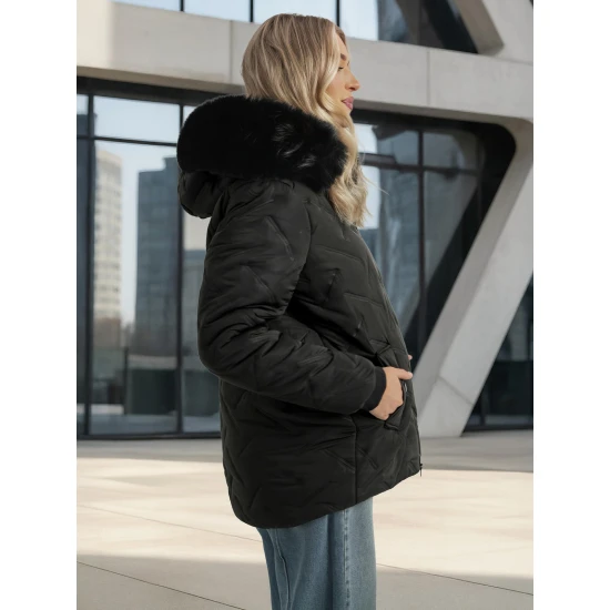 Sieviešu melna ziemas jaka ar kapuci Levi Sieviešu jakas