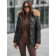 Sieviešu melna jaka ar melnu kažokādu Mona Sieviešu jakas