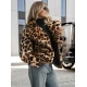 Sieviešu brūna kažokādas jaka ar dzīvnieku rakstu Leopard Sieviešu jakas