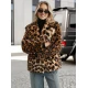 Sieviešu brūna kažokādas jaka ar dzīvnieku rakstu Leopard Sieviešu jakas