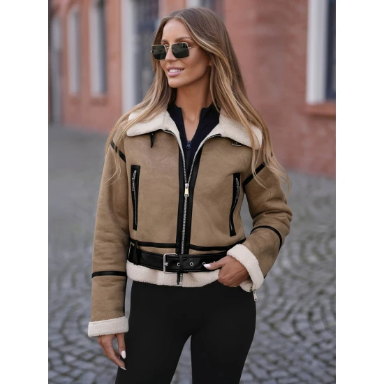 Sieviešu brūna ādas jaka Alani Sieviešu jakas