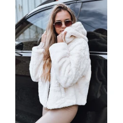 Sieviešu brūna kažokādas jaka ar kapuci Aisti