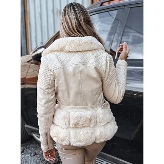 Women's brown leather biker jacket with fur Lora Women's jackets