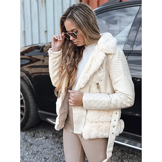 Women's brown leather biker jacket with fur Lora Women's jackets