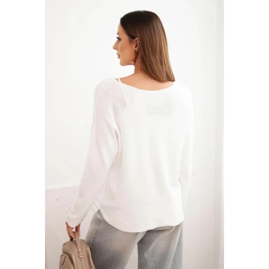 Sieviešu baltais krāsas džemperis Romil Sieviešu džemperi