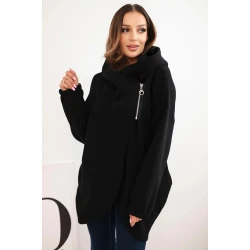 Sieviešu melns džemperis apsildīts ar apkakli Jonit.
