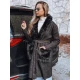 Sieviešu melns kažokādas mētelis ar karātu Fiona Sieviešu jakas
