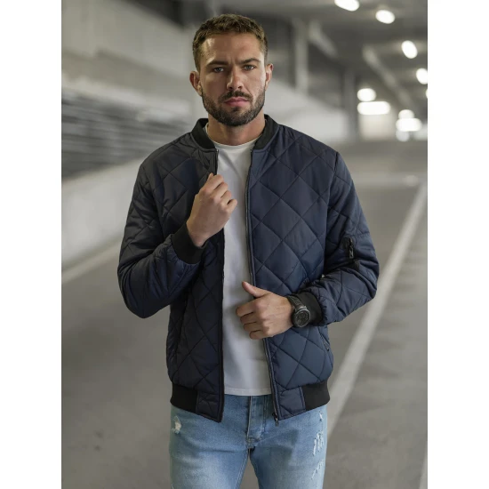 Tumši zila vīriešu jaka ar kapuci Lator JS/8M986/215