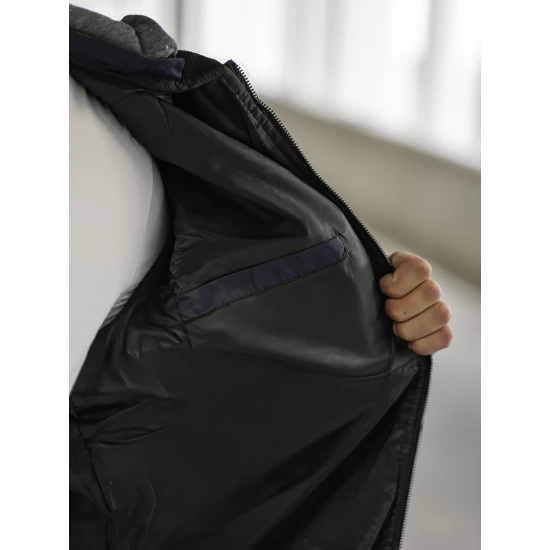 Tumši zila vīriešu jaka ar kapuci Lator JS/8M986/215