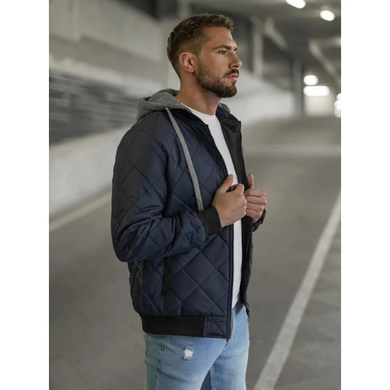 Tumši zila vīriešu jaka ar kapuci Lator JS/8M986/215