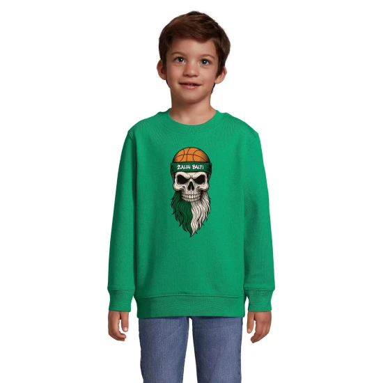 Bērnu zaļš džemperis ar kapuci Zaļā un baltā krāsā Basketbols