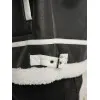 Vīriešu melna ādas jaka ar baltu kažokādu Capri Ādas jakas