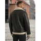 Vīriška melna ādas jaka ar kažokādu Ādas jakas