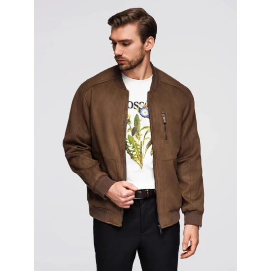 Vīriešu brūna mākslīgās ādas jaka Vilin Ādas jakas